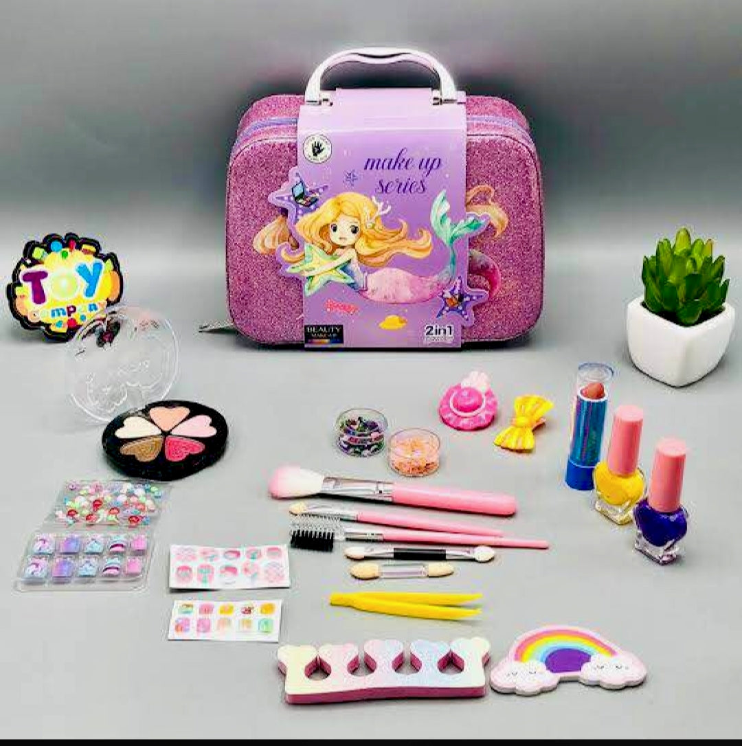 2 in 1 Beauty Makeup Kit Bag Toy for Kids, Best High Quality Gift for Girls, Unicorn Safety Cosmetics Box