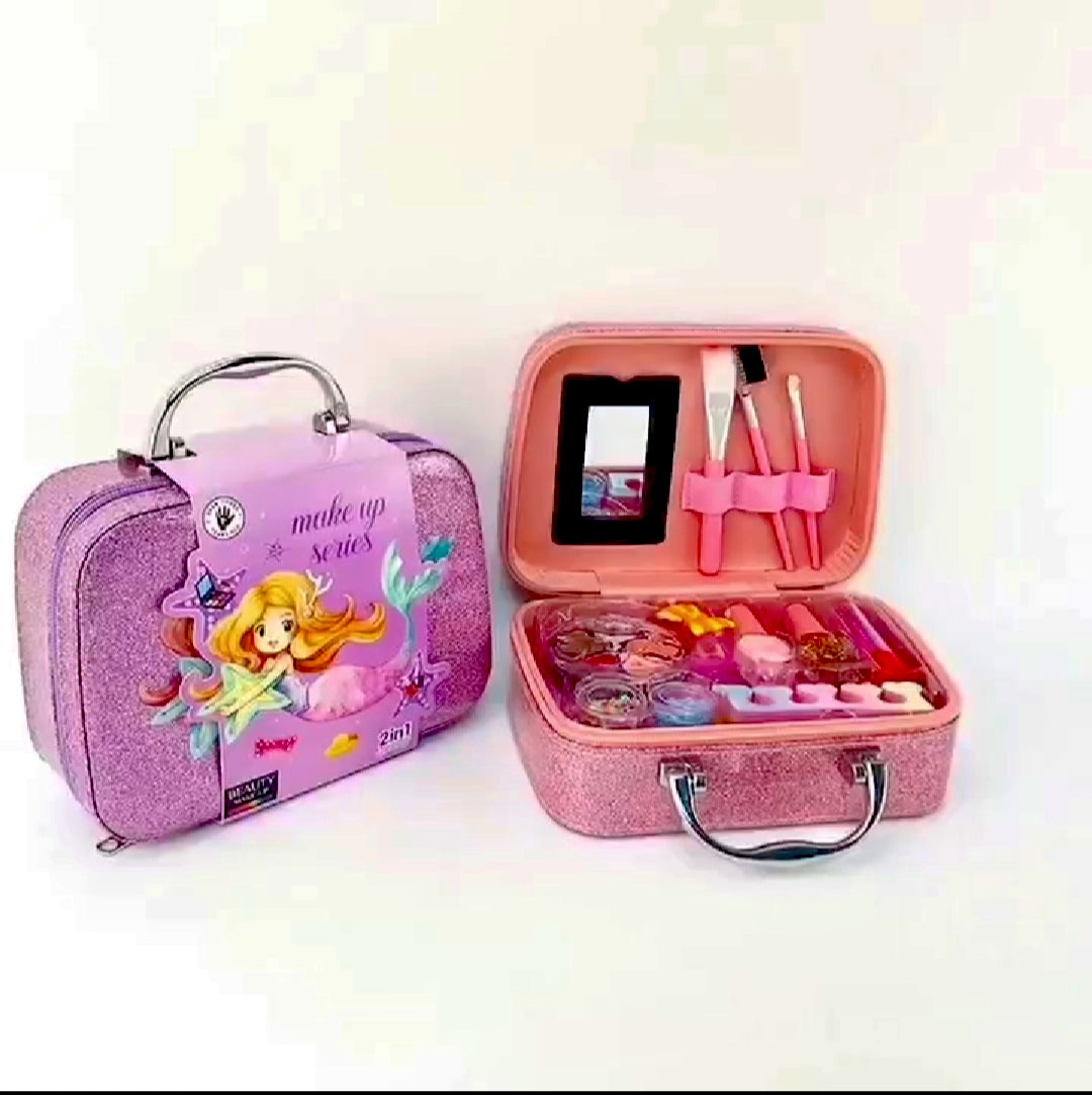 2 in 1 Beauty Makeup Kit Bag Toy for Kids, Best High Quality Gift for Girls, Unicorn Safety Cosmetics Box