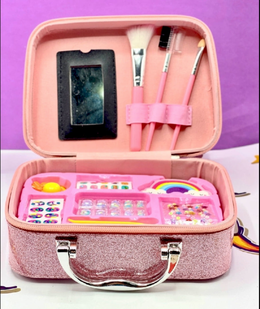 2 in 1 Beauty Makeup Kit Bag Toy for Kids, Best High Quality Gift for Girls, Unicorn Safety Cosmetics Box