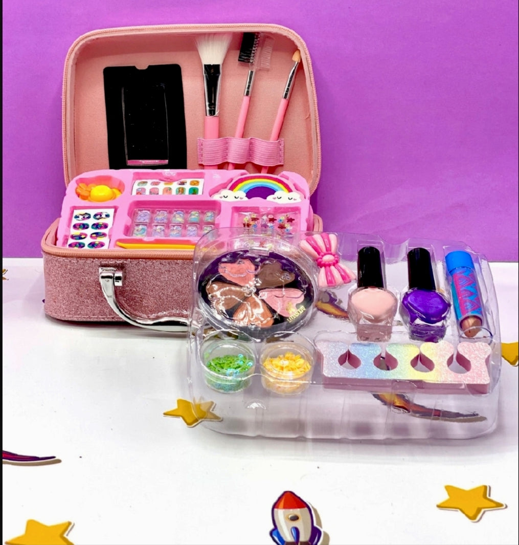 2 in 1 Beauty Makeup Kit Bag Toy for Kids, Best High Quality Gift for Girls, Unicorn Safety Cosmetics Box