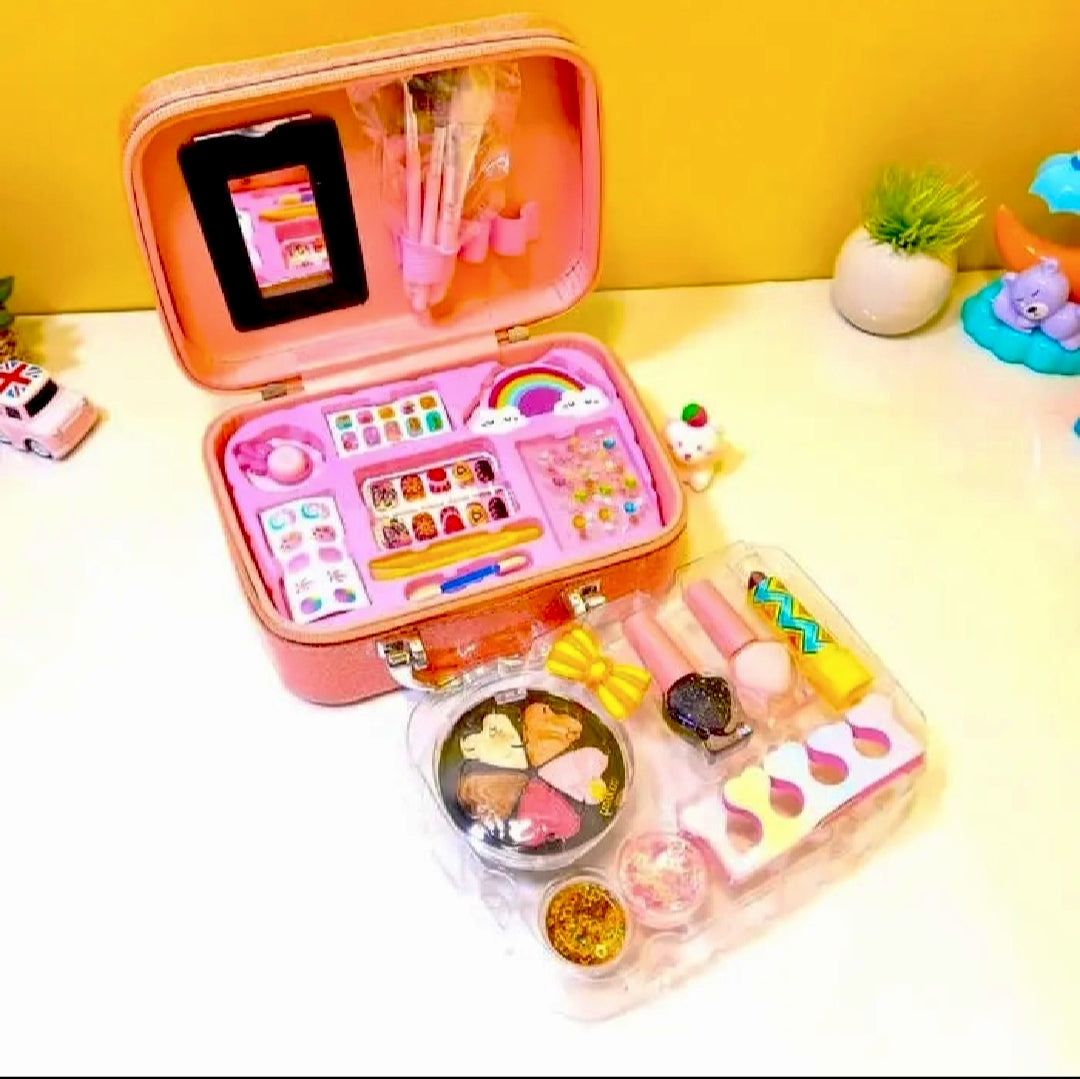 2 in 1 Beauty Makeup Kit Bag Toy for Kids, Best High Quality Gift for Girls, Unicorn Safety Cosmetics Box