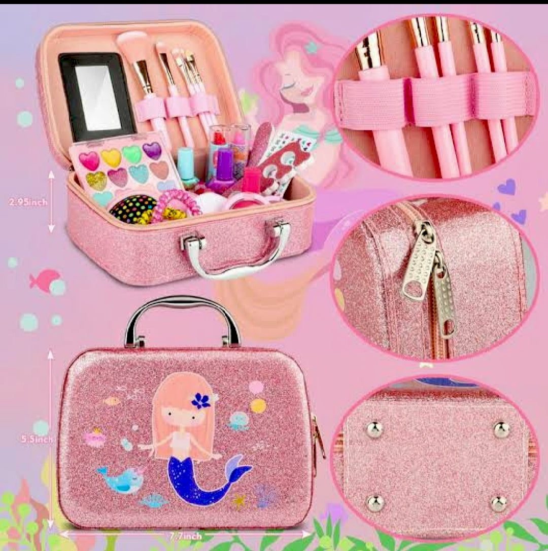 2 in 1 Beauty Makeup Kit Bag Toy for Kids, Best High Quality Gift for Girls, Unicorn Safety Cosmetics Box