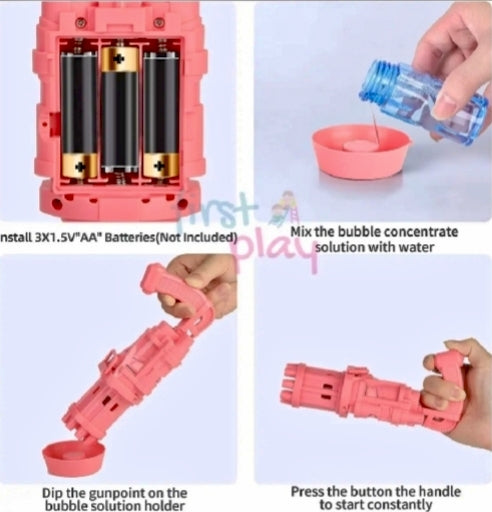 Bubble gun 8 holes bubble gun for kids with bubble liquid bubble gun toy electirc bubble gun
