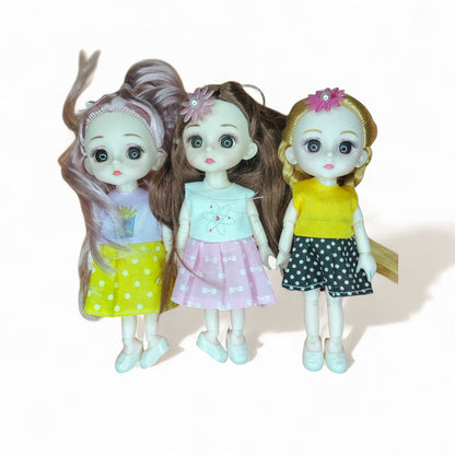 3 Pcs Doll 10cm Mini Kelly With key Ring Clothes Shoes, Cute Dolls, Best Gift For Children Baby Toys