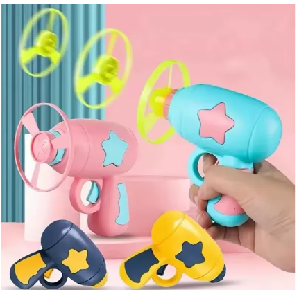 Kids Saucer Launcher Pisstol Outdoor Spinning Top Gun Toys Mini Flying Disc Shooting Guns Funny Cat Toy